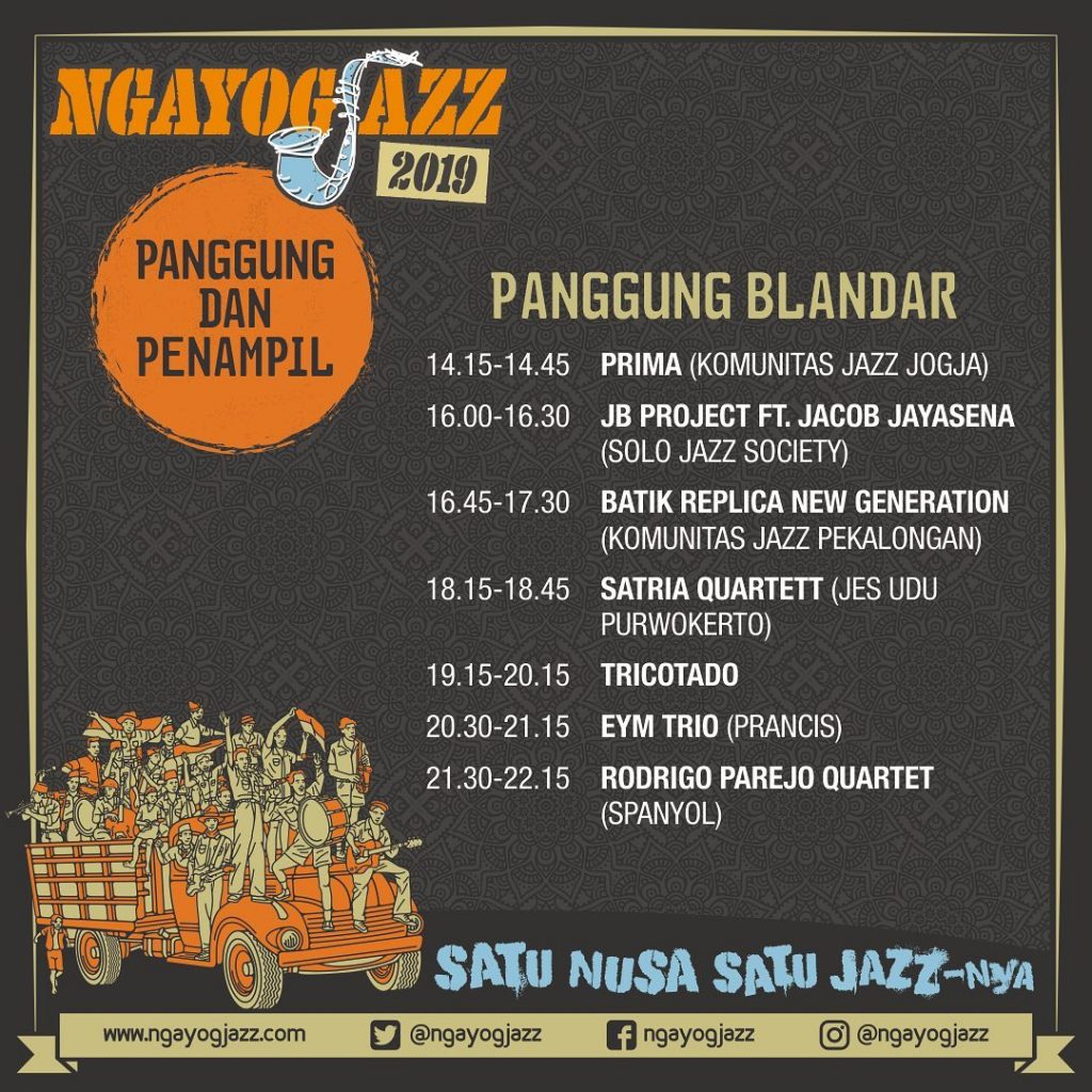 Jadwal lengkap Ngayogjazz 2019 di Panggung Blandar, Image By : @ngayogjazz