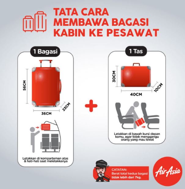 Ukuran Koper yang bisa masuk bagasi kabin Air Asia, Image By : Twitter.com/@AirAsia_indo