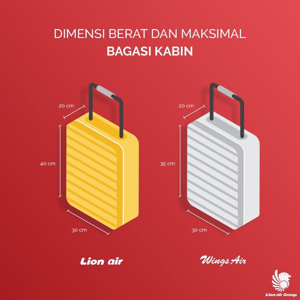 Ukuran koper yang bisa masuk bagasi kabin Lion Air dan Wings Air, Image By IG : @lionairgroup
