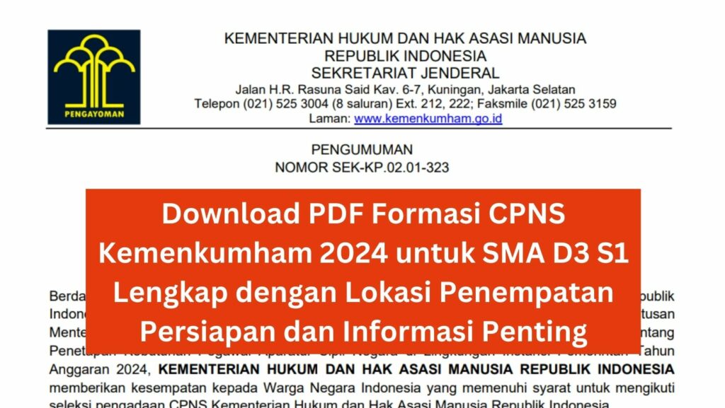 Download PDF Formasi CPNS Kemenkumham 2024