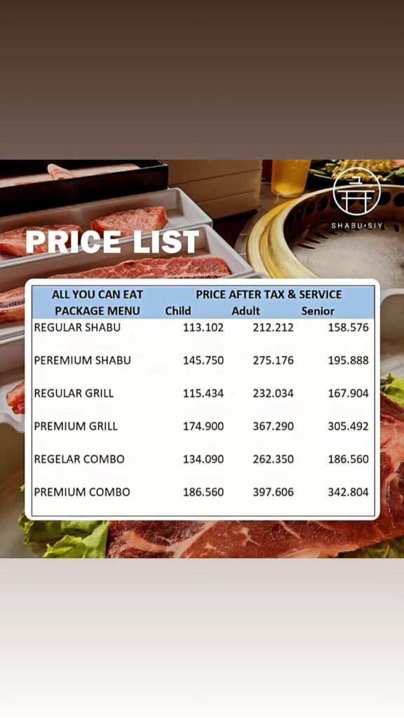 Harga Menu Shabu SIY Bintaro (1)