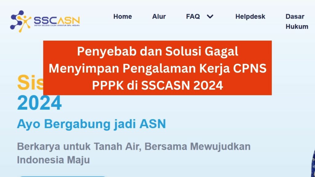 Ini Penyebab dan Solusi Gagal Menyimpan Pengalaman Kerja CPNS PPPK di SSCASN 2024