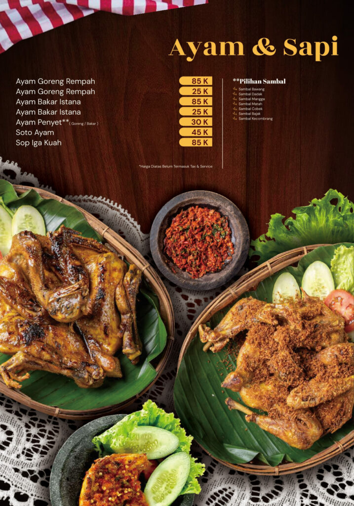 Harga Menu Istana Ikan Bakar Caringin AYAM DAN SAPI