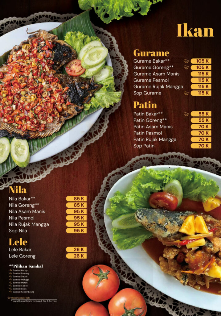 Harga Menu Istana Ikan Bakar Caringin IKAN