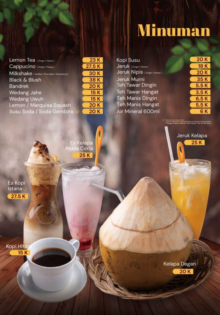 Harga Menu Istana Ikan Bakar Caringin MINUMAN