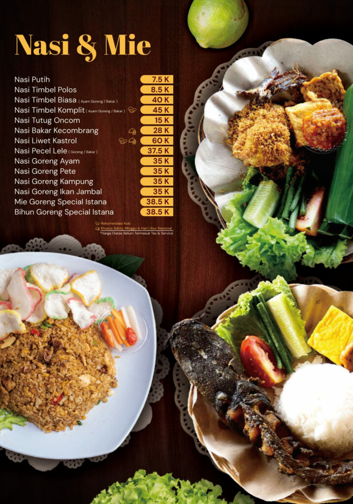 Harga Menu Istana Ikan Bakar Caringin NASI dan MIE