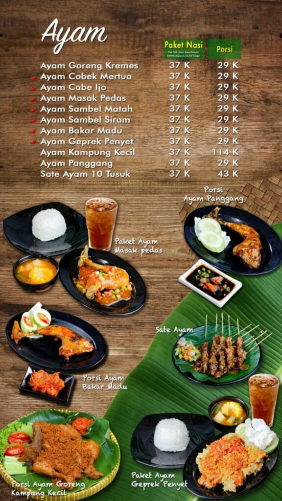 Harga Menu Kampung Kecil Simpangan Depok Ayam