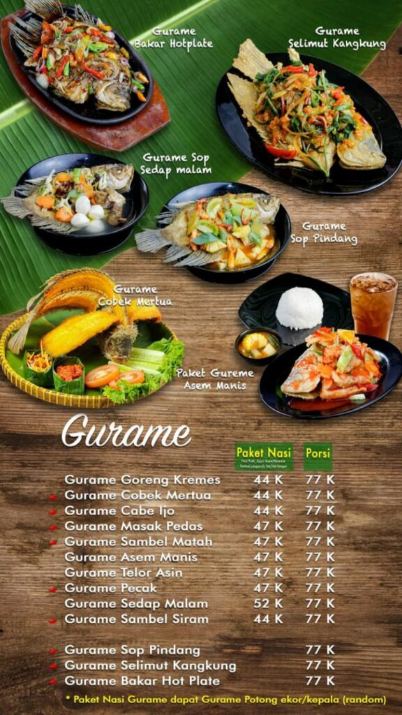 Harga Menu Kampung Kecil Simpangan Depok Gurame