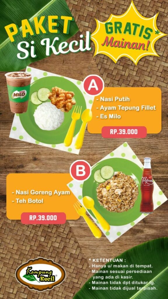 Harga Menu Kampung Kecil Simpangan Depok, Paket Si Kecil