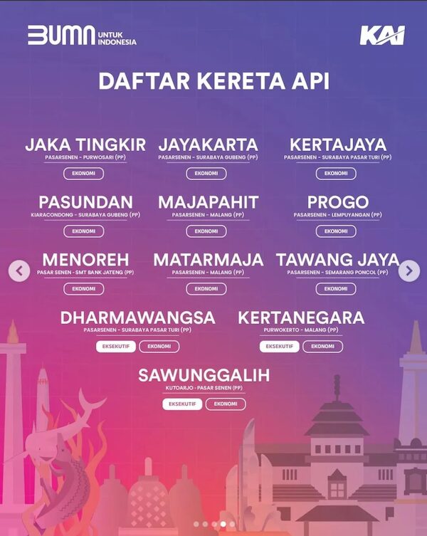 Daftar Kereta Api yang dapat diskon Tiket KA di KAI Expo 2024